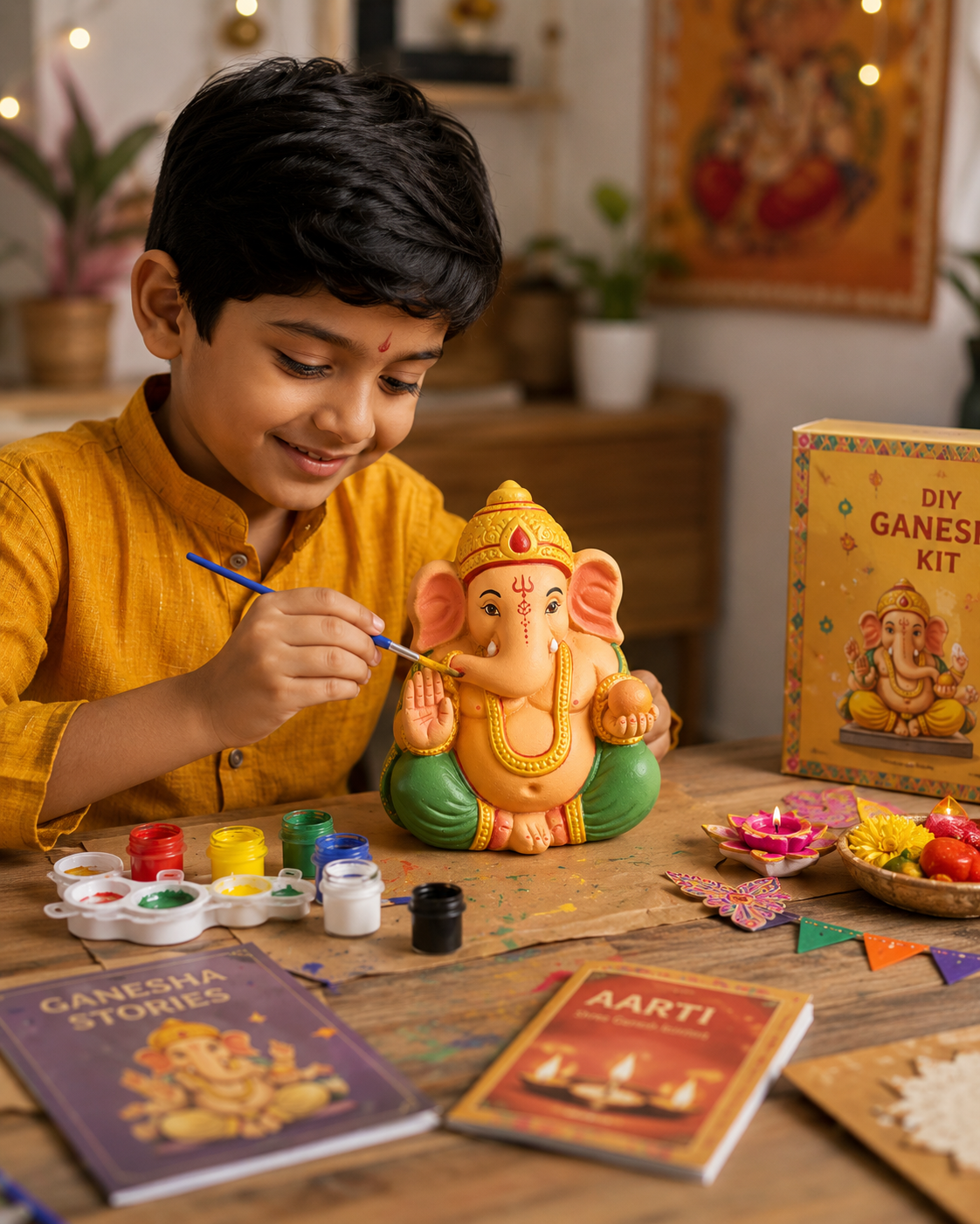 Carbon Reboot Ganesha idol eco friendly clay (500gm) with Painting kit